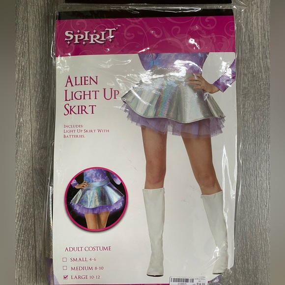 Spirit Other - Alien Skirt Light Up Costume Spirit Halloween, Women’s Size Large, Iridescent